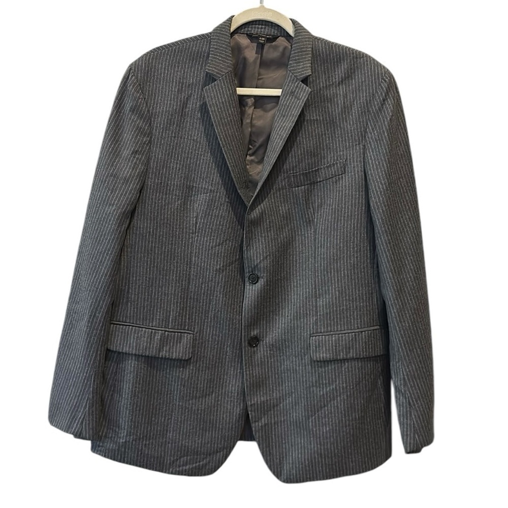 Banana Republic Tessuto SLIM-FIT CHALK STRIPE Gray Wool BLAZER 44 R